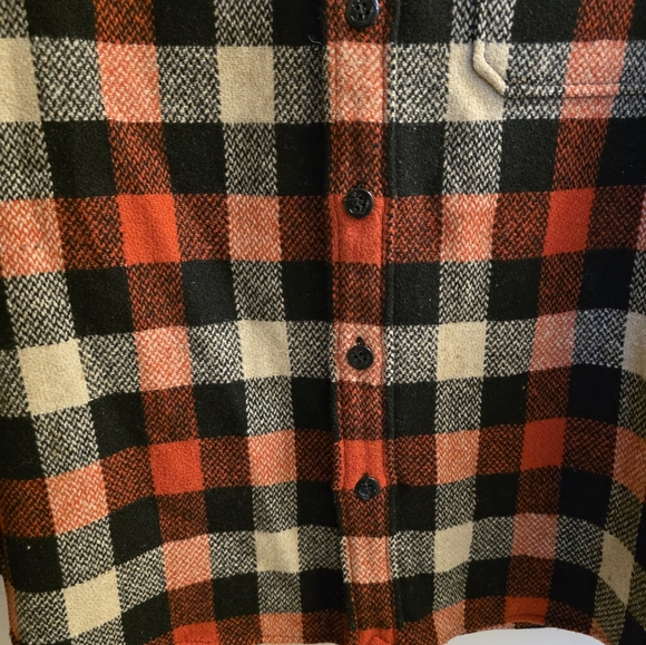 J. Crew Wool Shacket Shirt Plaid Red Black Cream Large Mens - Picture 5 of 9